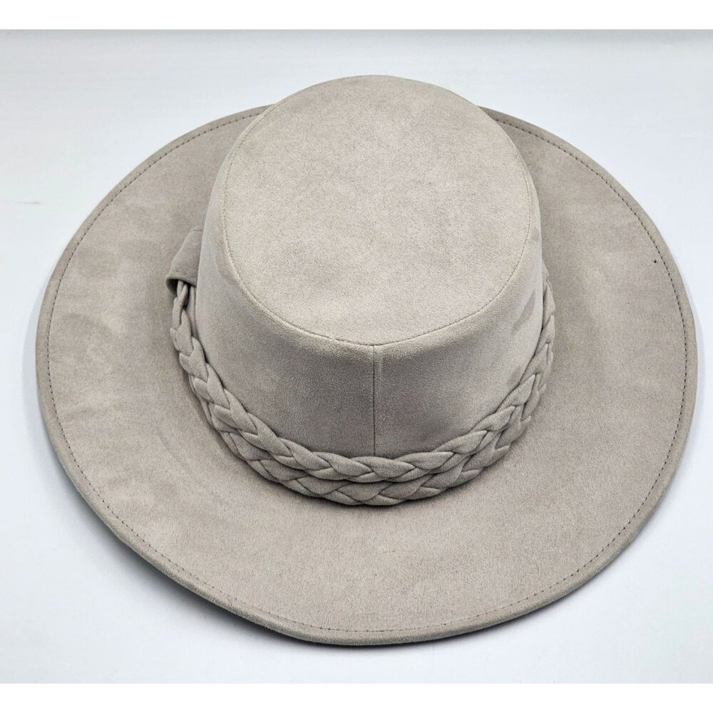 Anthropologie ASN Cordobes Hat Light Gray Faux Suede Braided Boho One Size 3233 - Picture 10 of 13
